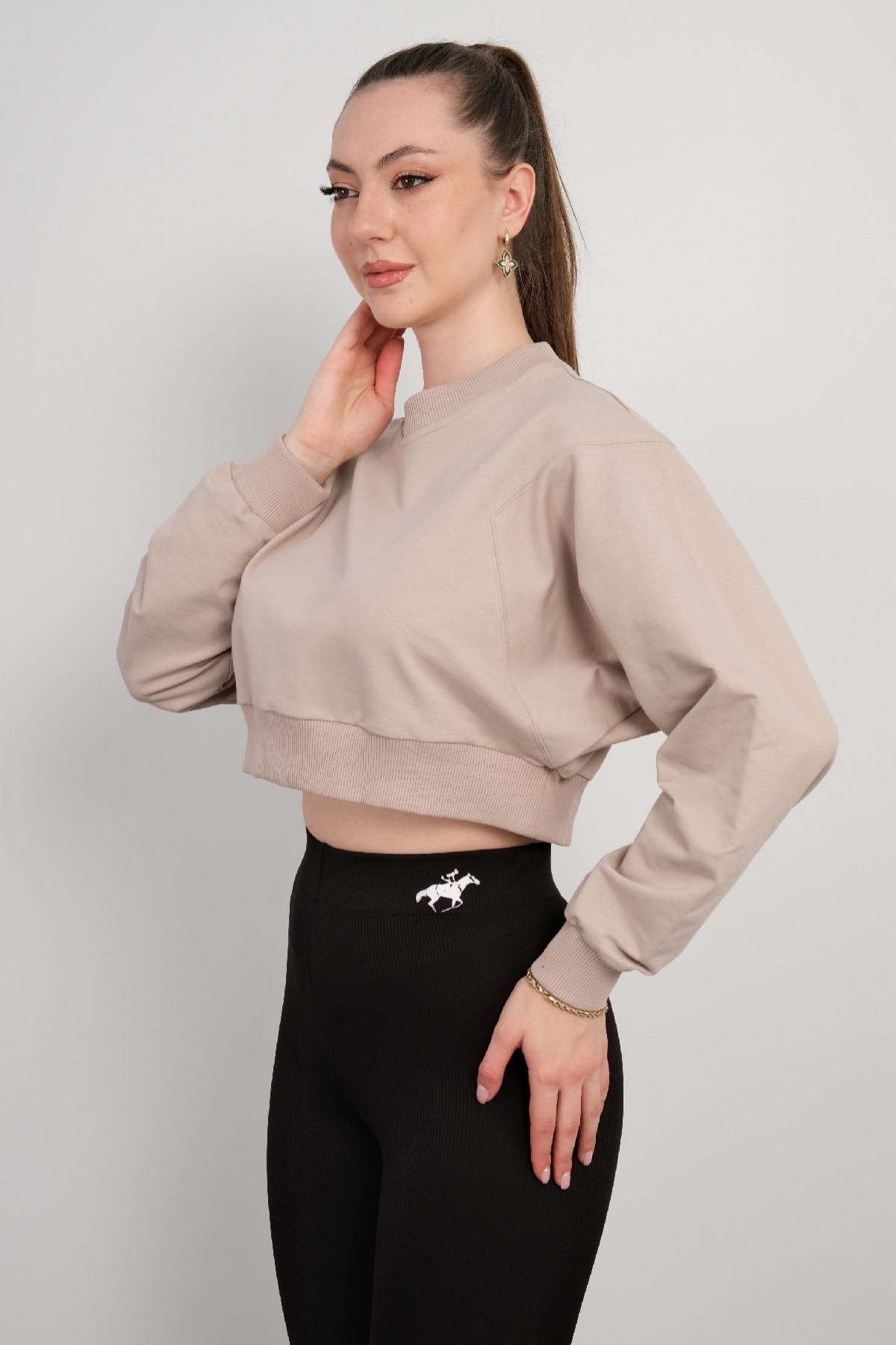 SveltoStella SMALL SIZE PRODUCTS sv gmh15001 09 Women Clothes Crop Sweatshirt