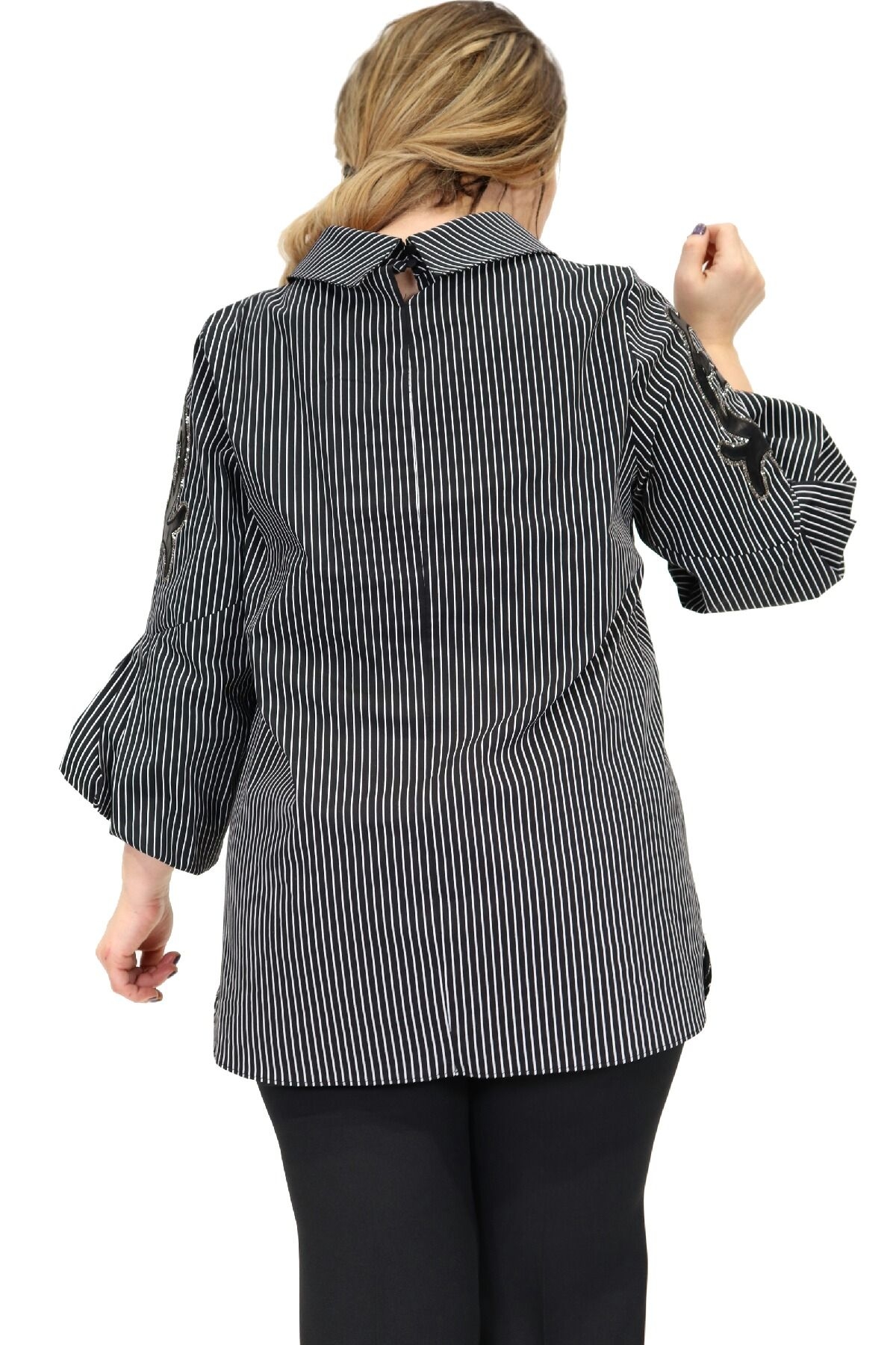 striped applique blouse